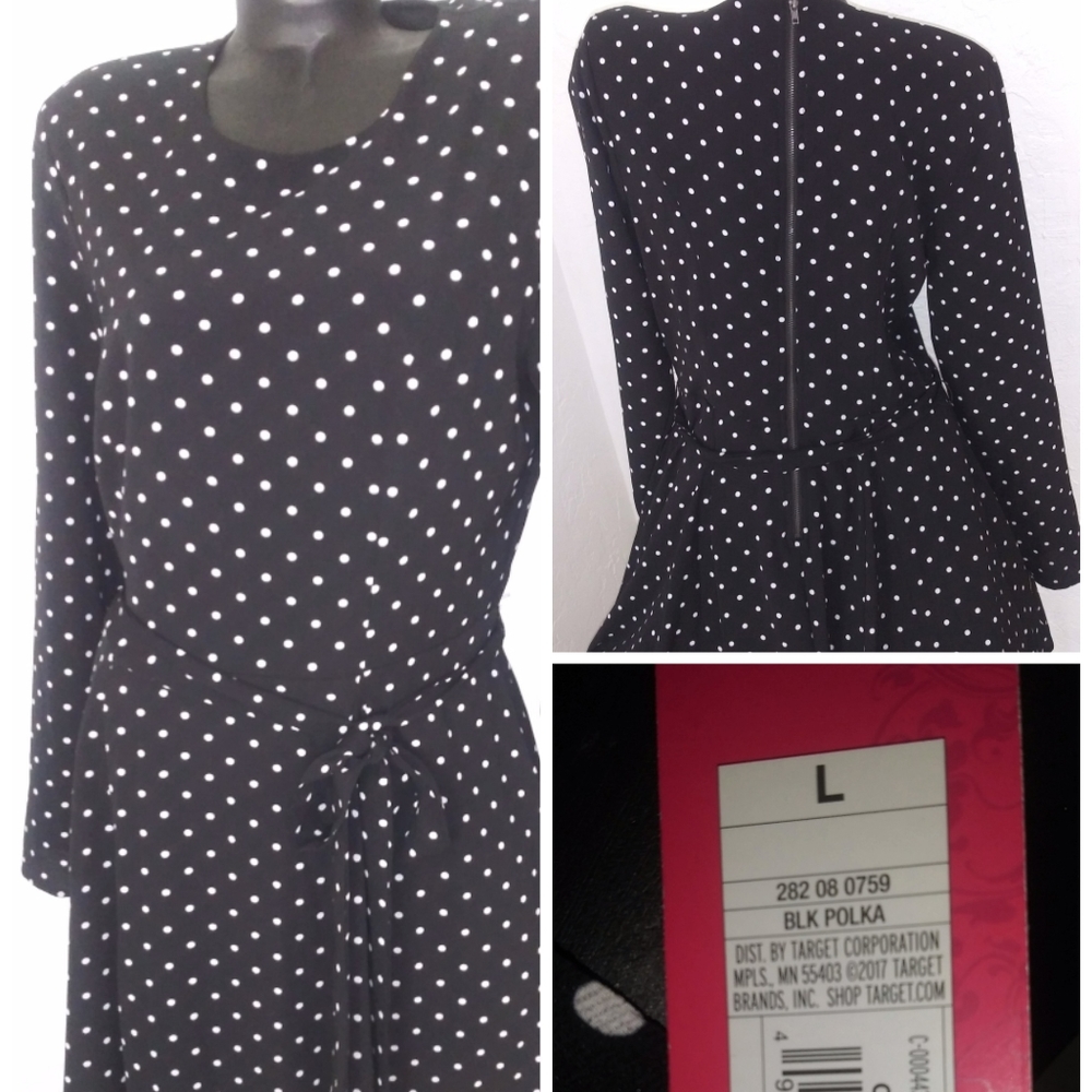 Large black and white polka dotted dress